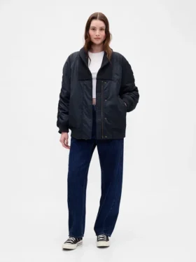 Μπουφάν τύπου bomber με πλεκτή επένδυση σε oversized στυλ