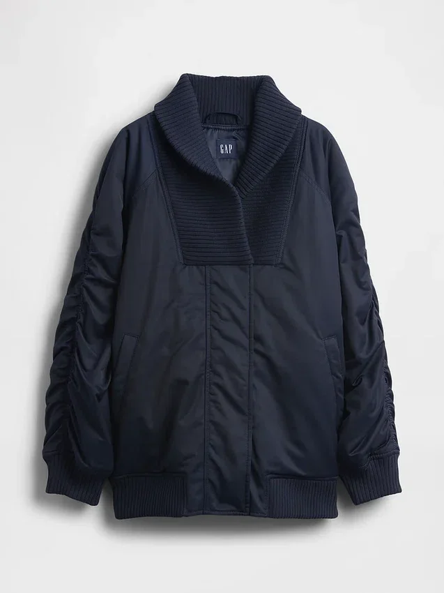 Μπουφάν τύπου bomber με πλεκτή επένδυση σε oversized στυλ