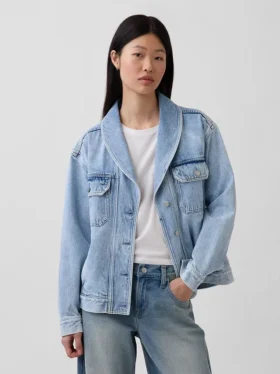Μπουφάν τζιν σε oversized γραμμή με γιακά σάλι