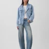 Μπουφάν τζιν σε oversized γραμμή με γιακά σάλι