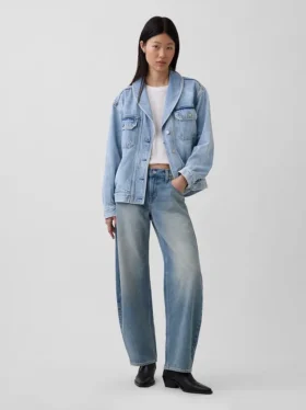 Μπουφάν τζιν σε oversized γραμμή με γιακά σάλι