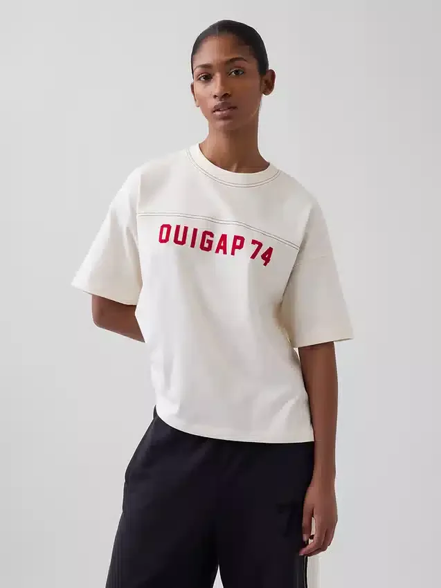 Ouigap T-shirt με λογότυπο, βαριάς ποιότητας, κοντό μήκος