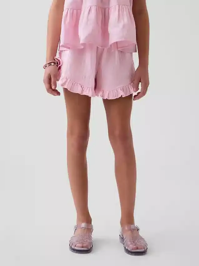 Παιδικά βαμβακερά σορτς με βολικό κλείσιμο και βολάν