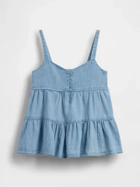 Παιδική μπλούζα τανκ από τζιν με κλιμακωτό τελείωμα