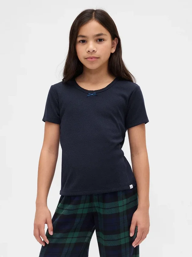 Παιδικό ανακυκλωμένο T-shirt πιτζάμας με πλέξη Pointelle
