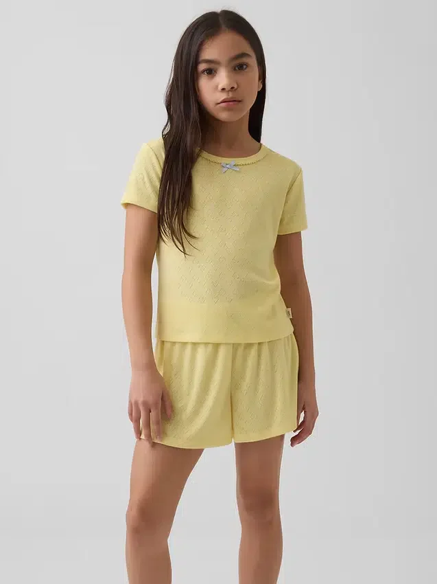 Παιδικό ανακυκλωμένο T-shirt πιτζάμας με πλέξη Pointelle