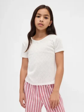 Παιδικό ανακυκλωμένο T-shirt πιτζάμας με πλέξη Pointelle