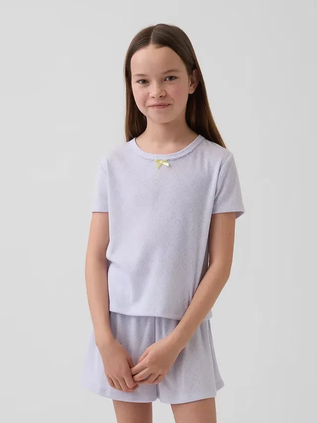 Παιδικό ανακυκλωμένο T-shirt πιτζάμας με πλέξη Pointelle