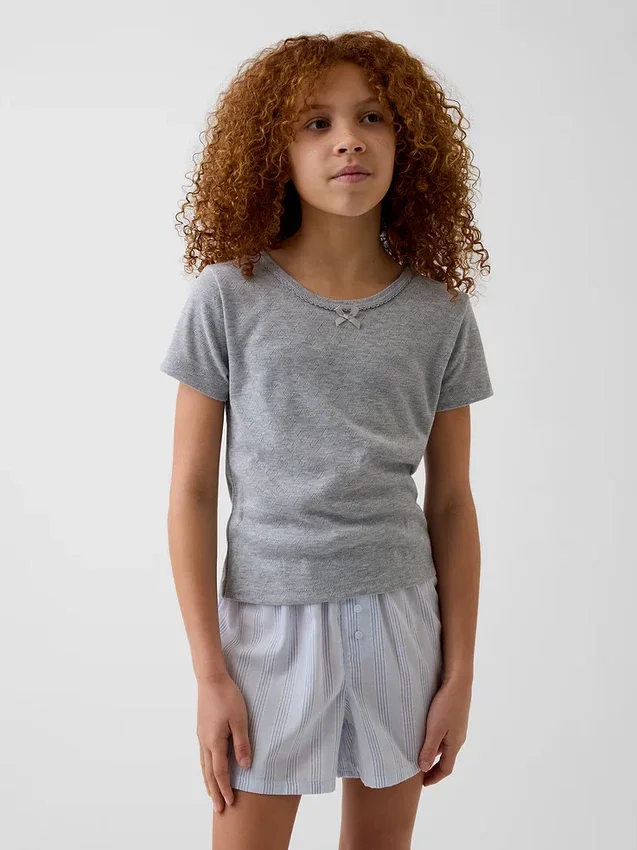 Παιδικό ανακυκλωμένο T-shirt πιτζάμας με πλέξη Pointelle