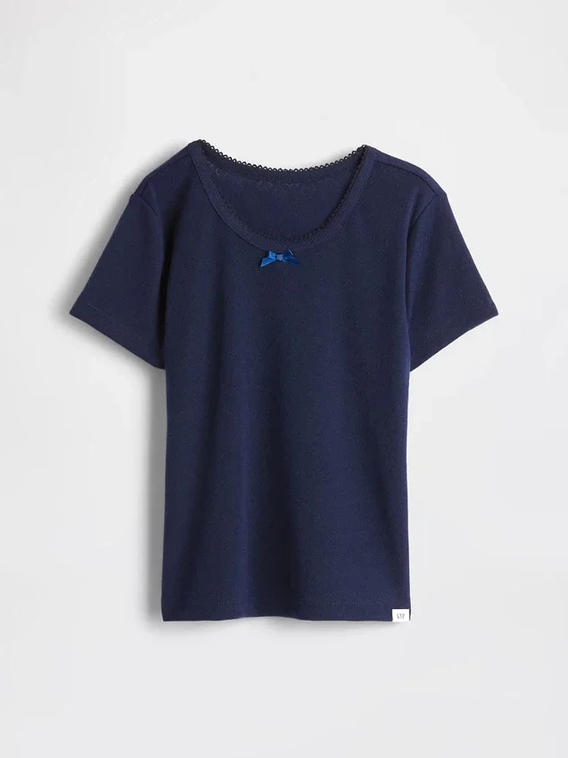 Παιδικό ανακυκλωμένο T-shirt πιτζάμας με πλέξη Pointelle