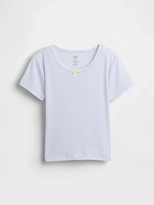 Παιδικό ανακυκλωμένο T-shirt πιτζάμας με πλέξη Pointelle