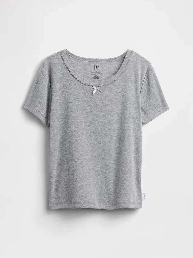 Παιδικό ανακυκλωμένο T-shirt πιτζάμας με πλέξη Pointelle