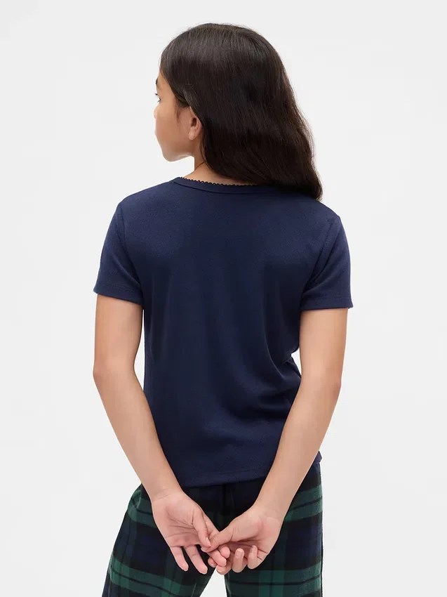 Παιδικό ανακυκλωμένο T-shirt πιτζάμας με πλέξη Pointelle