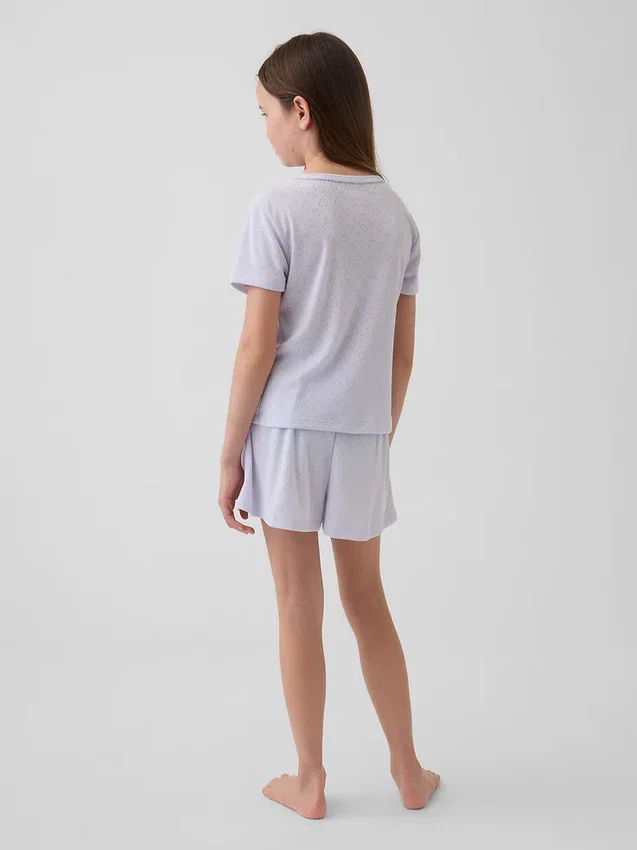 Παιδικό ανακυκλωμένο T-shirt πιτζάμας με πλέξη Pointelle