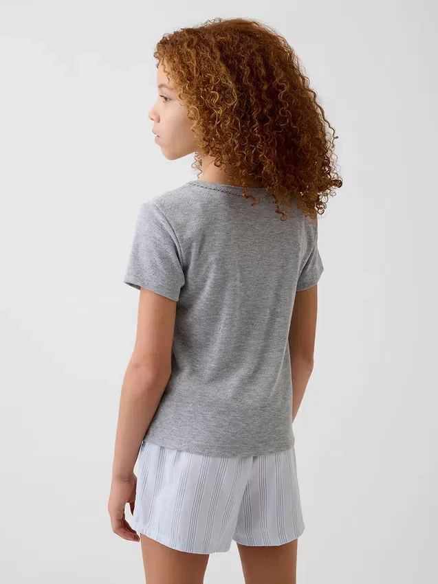 Παιδικό ανακυκλωμένο T-shirt πιτζάμας με πλέξη Pointelle