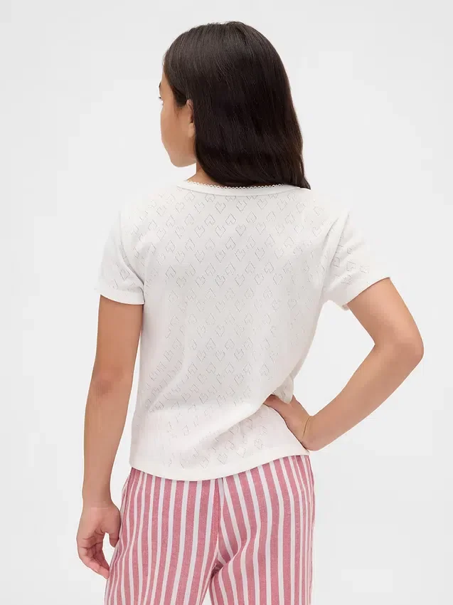 Παιδικό ανακυκλωμένο T-shirt πιτζάμας με πλέξη Pointelle