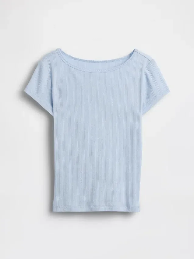 Παιδικό εφαρμοστό T-shirt με πλέξη Pointelle