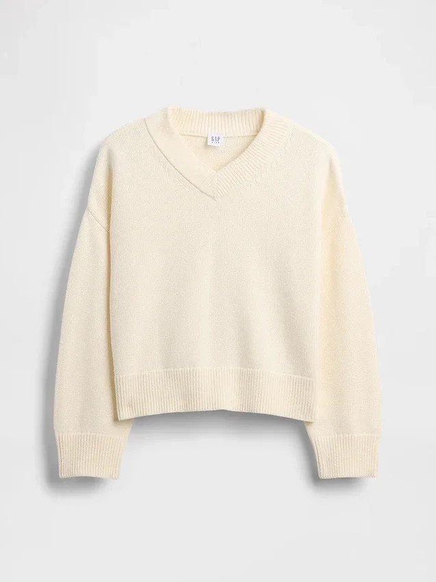 Παιδικό φαρδύ πουλόβερ με V-neck