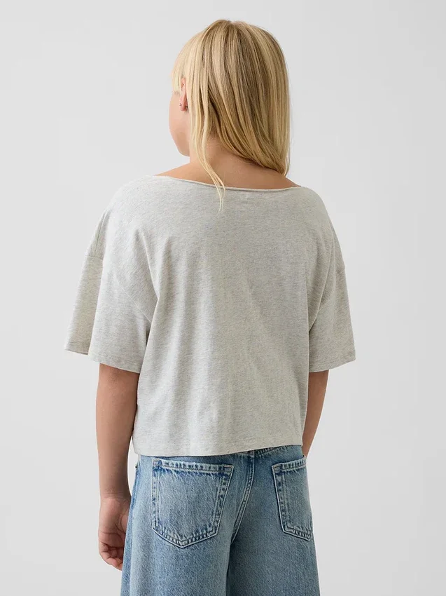 Παιδικό φαρδύ T-shirt με φαρδύ λαιμό