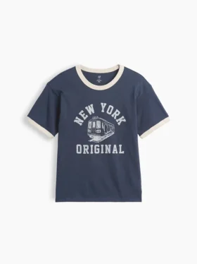 Παιδικό φαρδύ T-shirt με γραφικά και ρίγες «New York»