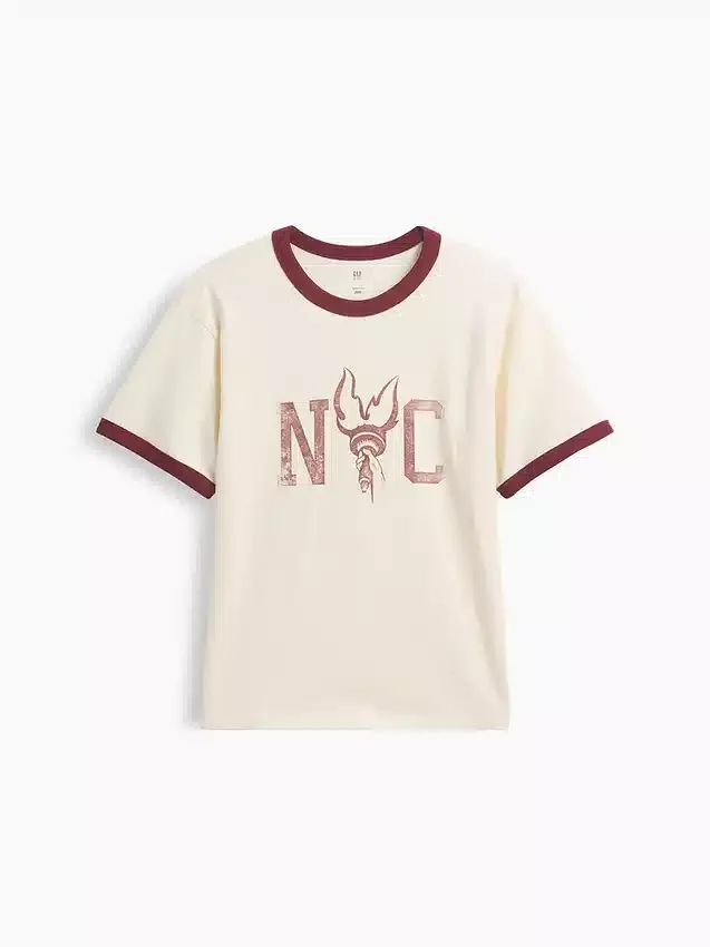 Παιδικό φαρδύ T-shirt με γραφικά και ρίγες «New York»