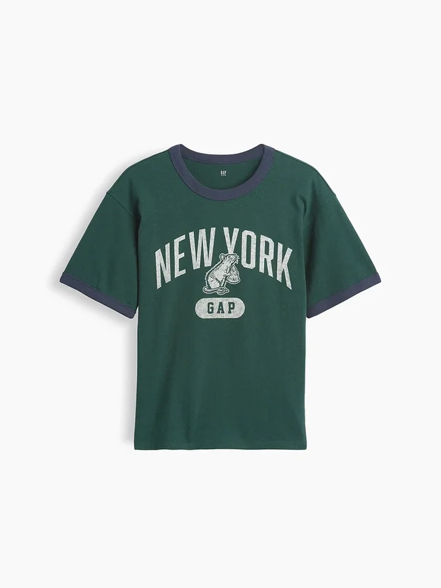 Παιδικό φαρδύ T-shirt με γραφικά και ρίγες «New York»