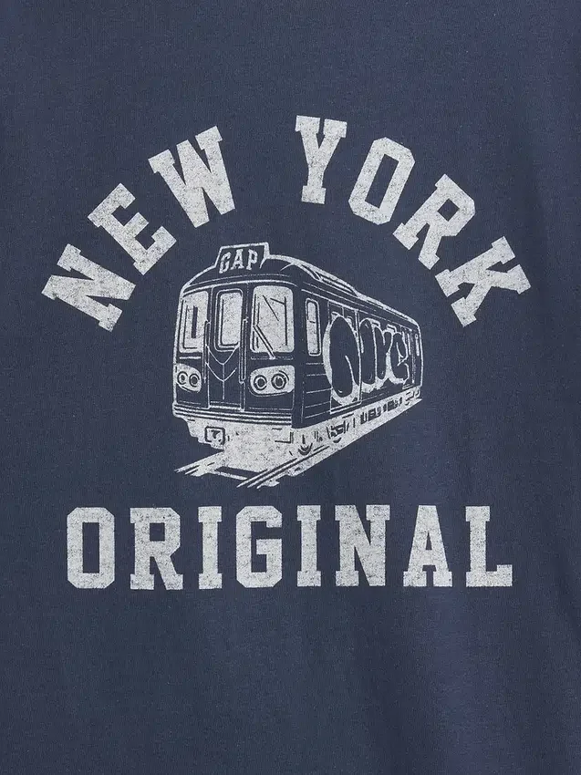 Παιδικό φαρδύ T-shirt με γραφικά και ρίγες «New York»