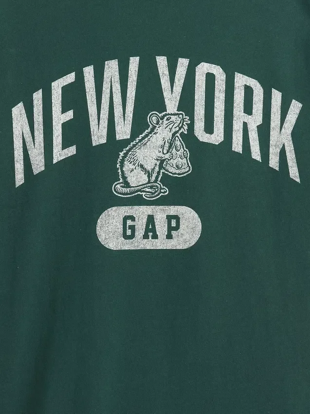 Παιδικό φαρδύ T-shirt με γραφικά και ρίγες «New York»