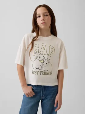 Παιδικό φαρδύ T-shirt με γραφικό λογότυπο