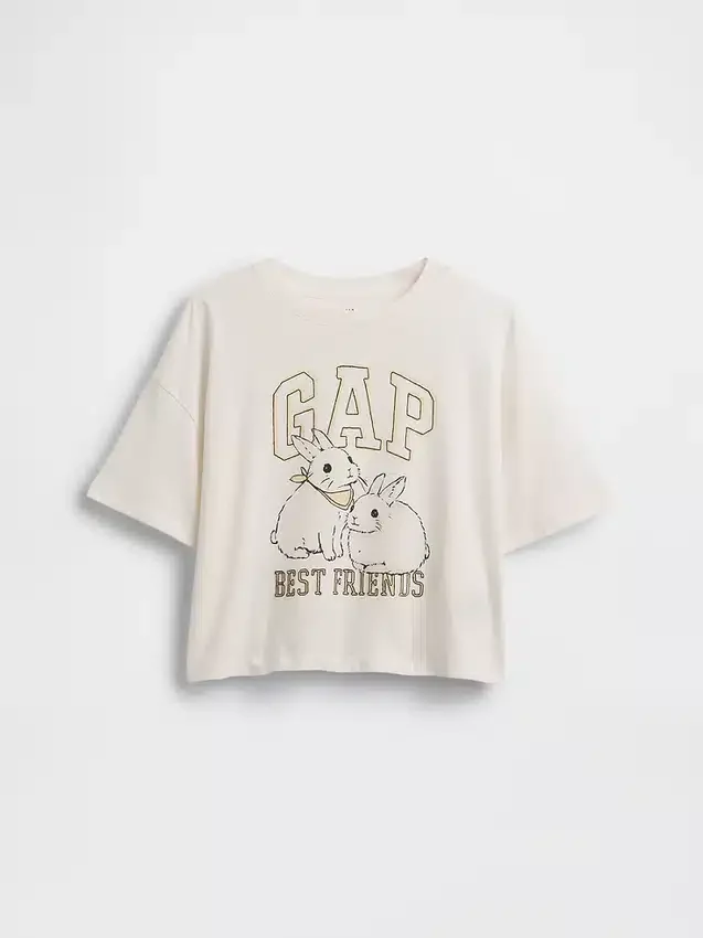 Παιδικό φαρδύ T-shirt με γραφικό λογότυπο