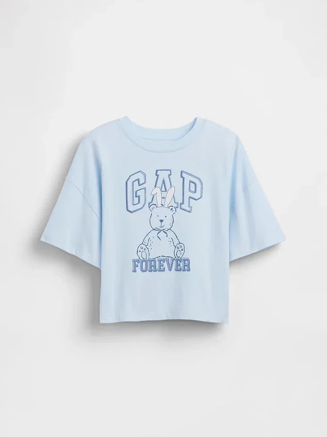Παιδικό φαρδύ T-shirt με γραφικό λογότυπο
