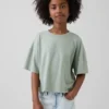 Παιδικό φαρδύ T-shirt σε τετράγωνη γραμμή