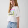 Παιδικό φαρδύ T-shirt σε τετράγωνη γραμμή
