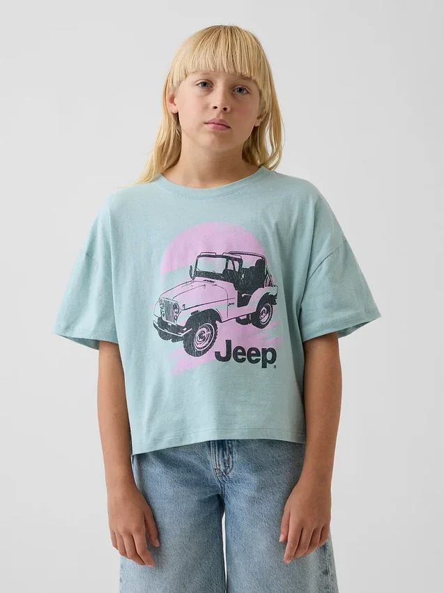 Παιδικό φαρδύ T-shirt σε τετράγωνη γραμμή
