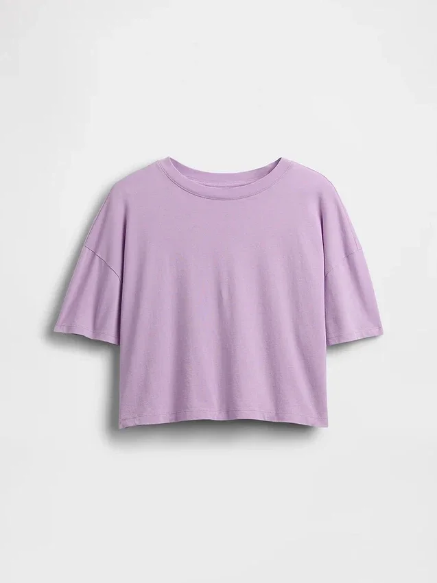 Παιδικό φαρδύ T-shirt σε τετράγωνη γραμμή
