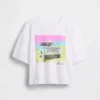 Παιδικό φαρδύ T-shirt σε τετράγωνη γραμμή