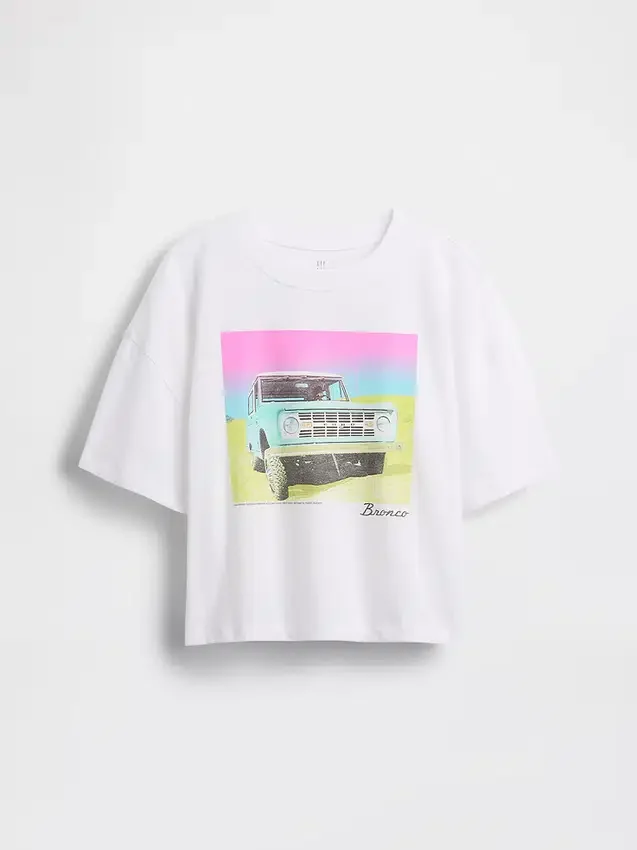 Παιδικό φαρδύ T-shirt σε τετράγωνη γραμμή