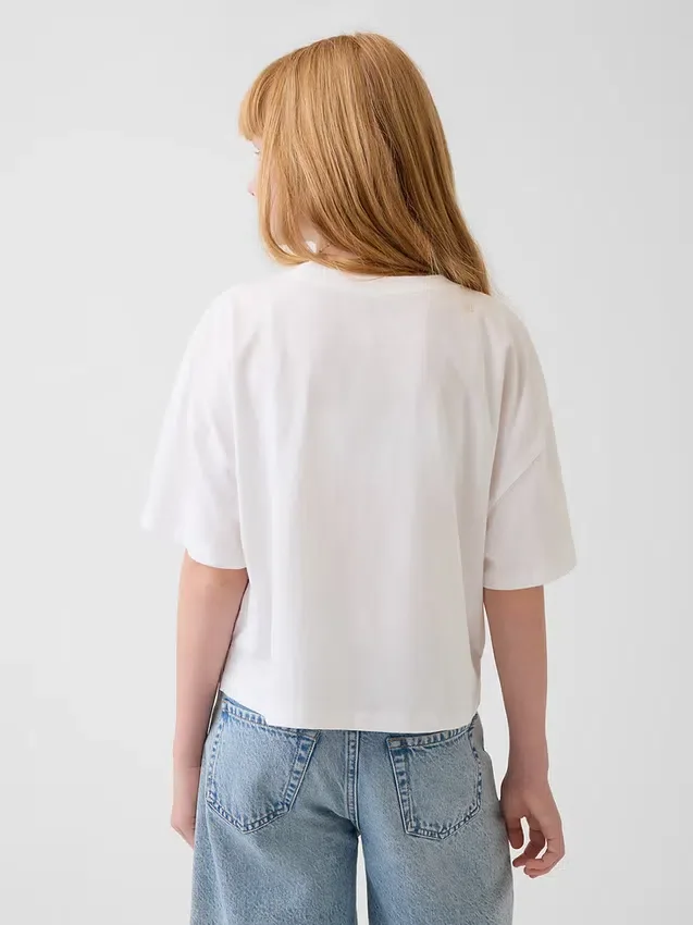 Παιδικό φαρδύ T-shirt σε τετράγωνη γραμμή