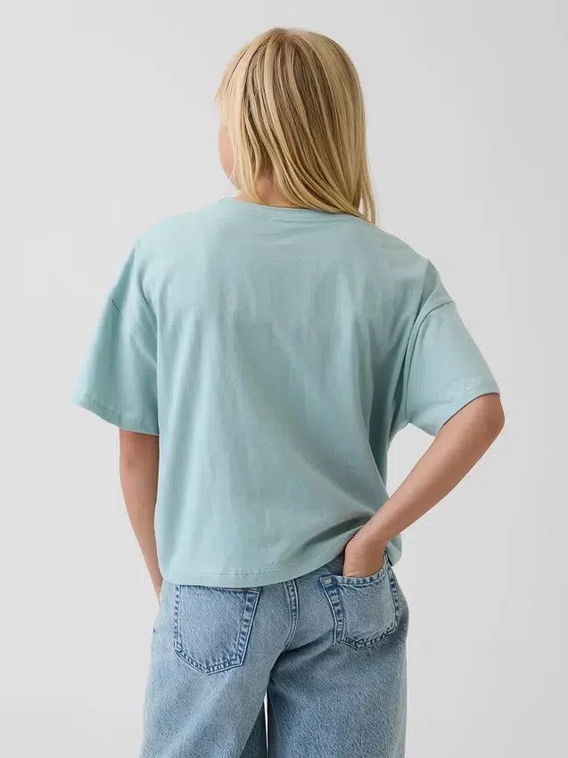 Παιδικό φαρδύ T-shirt σε τετράγωνη γραμμή
