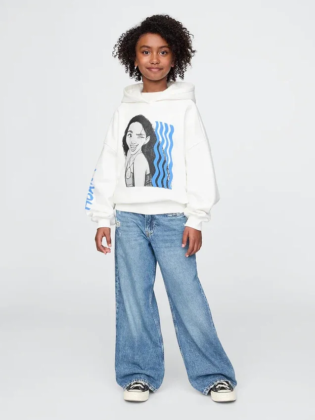 Παιδικό φούτερ με κουκούλα GAP × Disney Vintagesoft σε oversized γραμμή