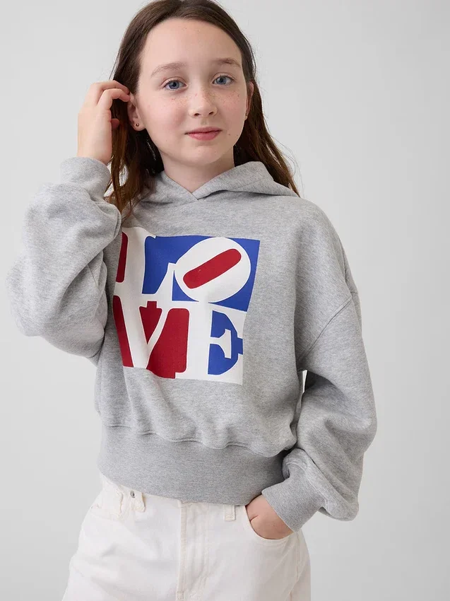 Παιδικό φούτερ με κουκούλα Robert Indiana Love