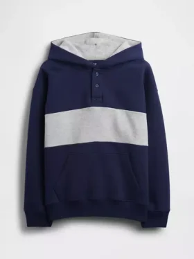 Παιδικό φούτερ Vintagesoft με χαλαρή εφαρμογή, κολάρο Henley και κουκούλα