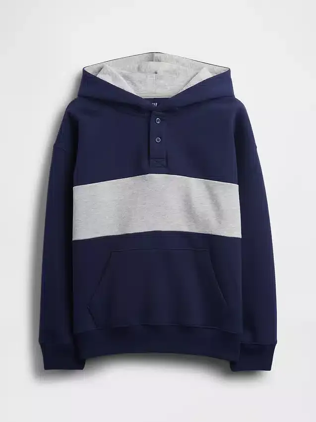 Παιδικό φούτερ Vintagesoft με χαλαρή εφαρμογή, κολάρο Henley και κουκούλα
