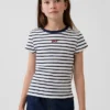 Παιδικό κεντημένο T-shirt με ραβδώσεις