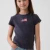 Παιδικό κεντημένο T-shirt με ραβδώσεις
