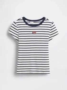 Παιδικό κεντημένο T-shirt με ραβδώσεις