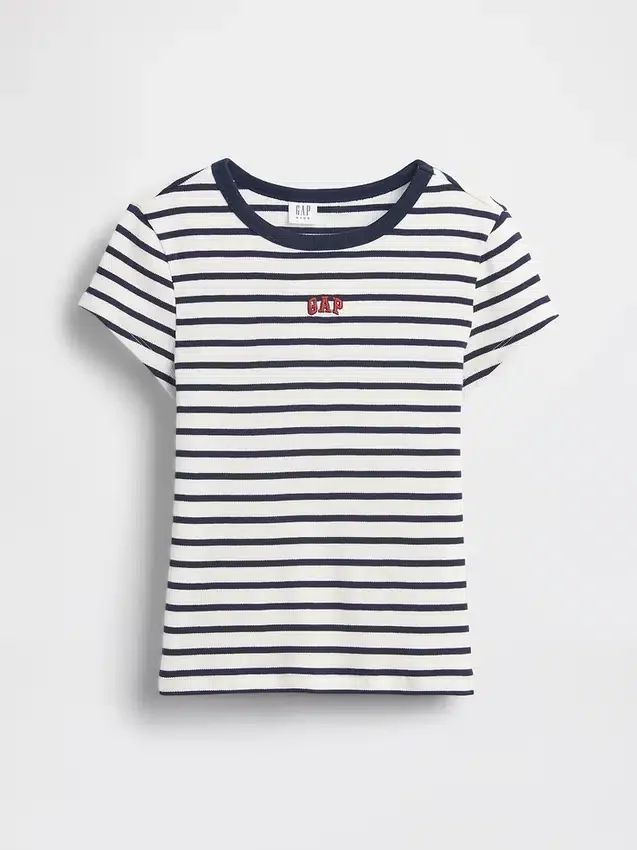 Παιδικό κεντημένο T-shirt με ραβδώσεις
