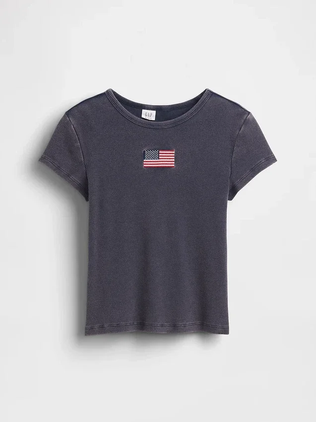 Παιδικό κεντημένο T-shirt με ραβδώσεις