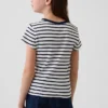 Παιδικό κεντημένο T-shirt με ραβδώσεις