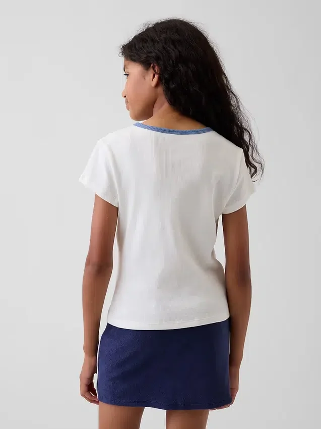 Παιδικό κεντημένο T-shirt με ραβδώσεις